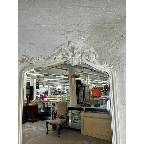 16 - A French style white framed bevelled edge full length mirror - approx. 200cm high x 87cm wide