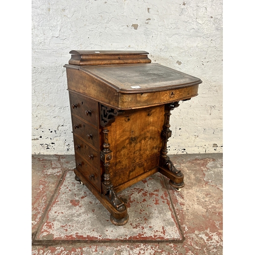 168 - A Victorian inlaid burr walnut Davenport desk - approx. 85cm high x 55cm wide x 55cm deep