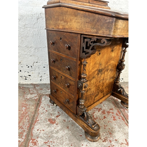 168 - A Victorian inlaid burr walnut Davenport desk - approx. 85cm high x 55cm wide x 55cm deep