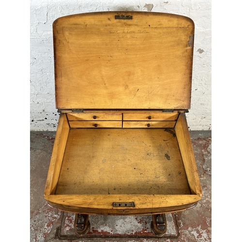 168 - A Victorian inlaid burr walnut Davenport desk - approx. 85cm high x 55cm wide x 55cm deep