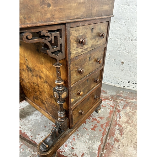 168 - A Victorian inlaid burr walnut Davenport desk - approx. 85cm high x 55cm wide x 55cm deep