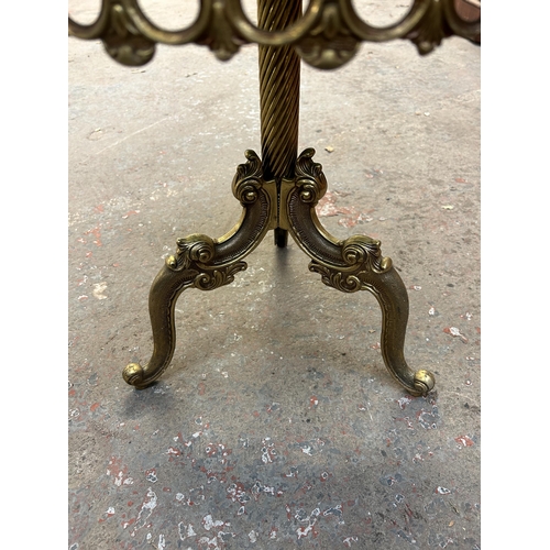 180 - A French style gilt metal and onyx circular tripod pedestal side table - approx. 46cm high x 44cm di... 