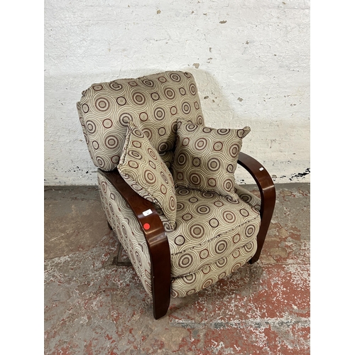 189 - A modern bentwood and fabric upholstered reclining armchair