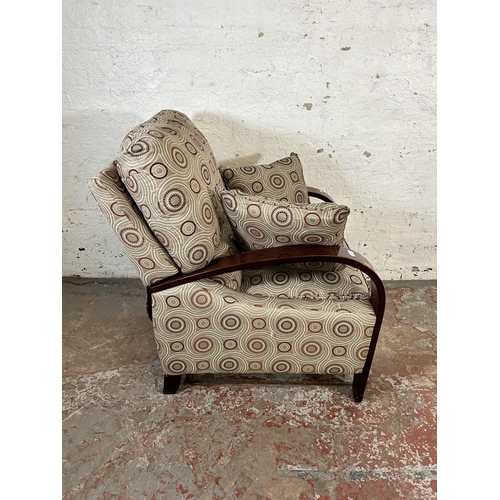 189 - A modern bentwood and fabric upholstered reclining armchair