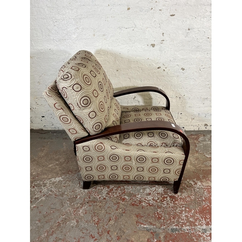 189 - A modern bentwood and fabric upholstered reclining armchair