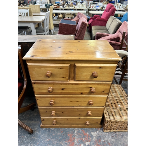 197 - A modern pine chest of drawers - approx. 98cm high x 75cm wide x 42cm deep