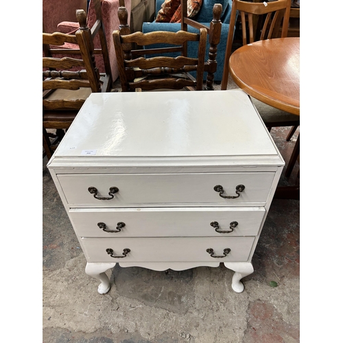 200 - A mid 20th century white painted chest of drawers on cabriole supports - approx. 72cm high x 61cm wi... 