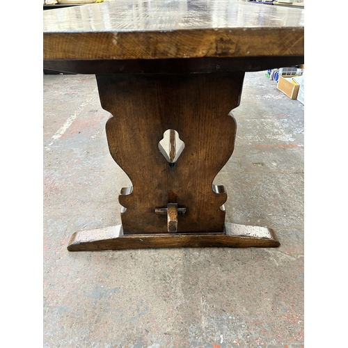 227 - A Titchmarsh & Goodwin solid oak refectory table - approx. 77cm high x 90cm wide x 214 cm long