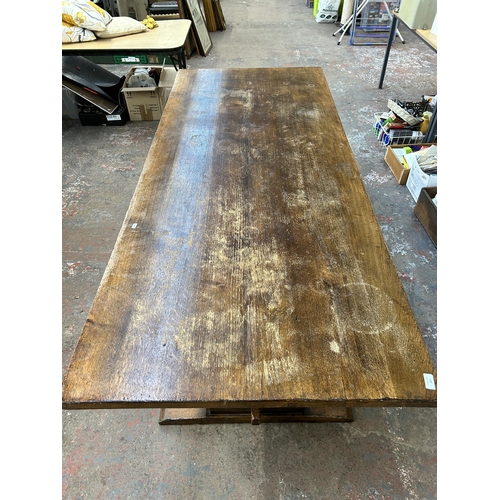 227 - A Titchmarsh & Goodwin solid oak refectory table - approx. 77cm high x 90cm wide x 214 cm long