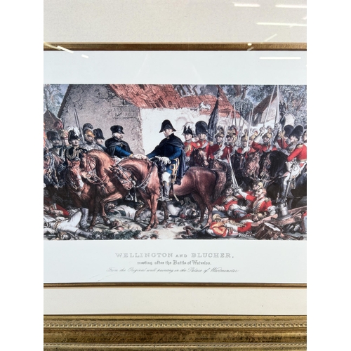 231 - A framed 'Wellington and Blucher Meeting After The Battle of Waterloo' print - approx. 62cm high x 1... 