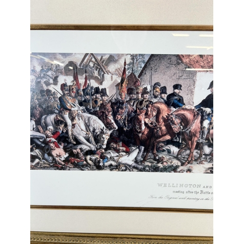 231 - A framed 'Wellington and Blucher Meeting After The Battle of Waterloo' print - approx. 62cm high x 1... 