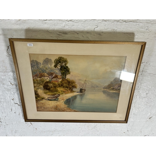 236 - An early 20th century gilt framed watercolour, signed lower left and dated 1920 - approx. 47cm high ... 