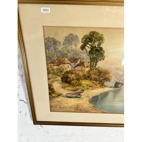 236 - An early 20th century gilt framed watercolour, signed lower left and dated 1920 - approx. 47cm high ... 