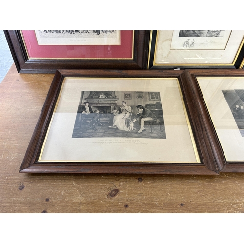 237 - Five framed engravings to include Here They Come Derby Day, To Be or Not To Be etc.