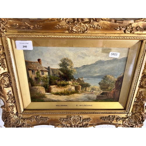 240 - A late 19th/early 20th century gilt framed oil painting by E. Welbourne - approx. 31cm high x 42cm w... 