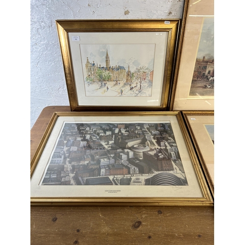 241 - Four framed Manchester scene prints, two A. F. Tait limited edition no. 55 of 350, one Bohuslav Barl... 