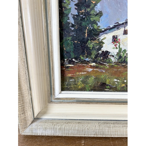 251 - A framed Krynitz 'Zugsbitte' oil on canvas - approx. 66cm high 75cm wide