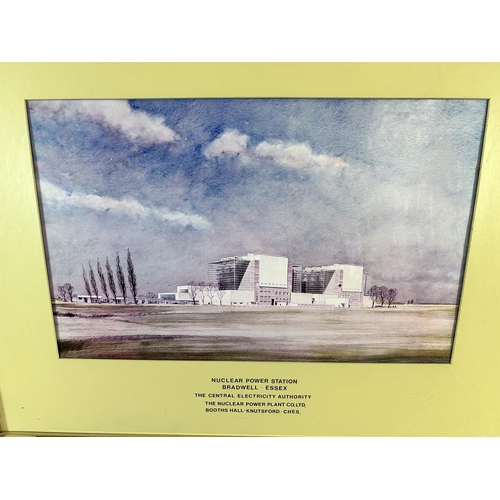 267 - A mid 20th century framed photographic print of Bradwell Nuclear Power Station Essex - approx. 49cm ... 