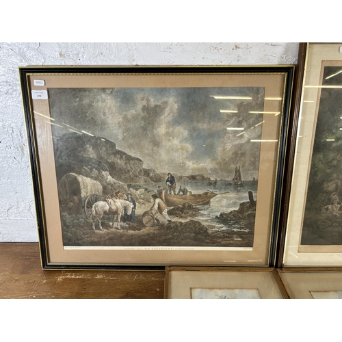 272 - Four framed pictures, two 1934 L.Hayman watercolours, one no.2 Smugglers engraving and one The Sheph... 