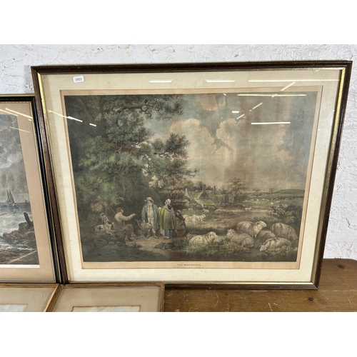 272 - Four framed pictures, two 1934 L.Hayman watercolours, one no.2 Smugglers engraving and one The Sheph... 