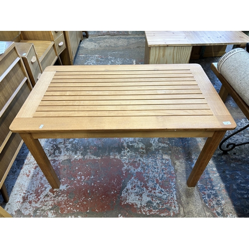 36 - A Lister teak garden table - approx. 72cm high x 71cm wide x 120cm long