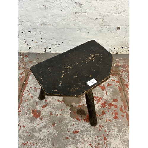 53 - A 19th century ebonized cutler’s stool - approx. 35cm high x 35cm wide x 23cm deep