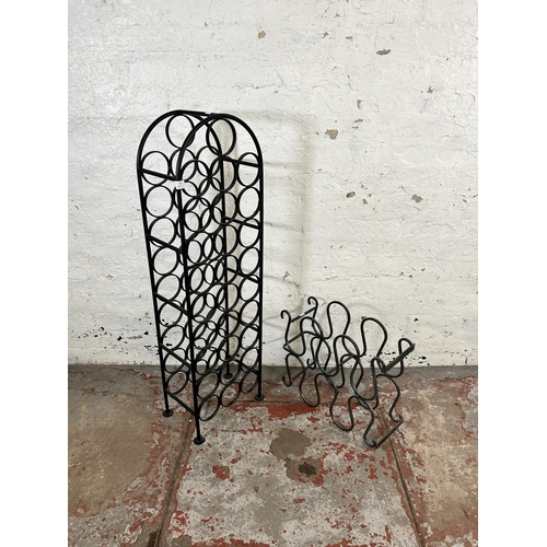 72 - Two modern wrought metal bottle racks - largest approx. 109cm high x 32cm wide