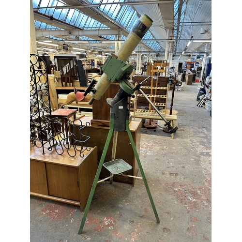 74 - A scratch built telescope on metal tripod stand - approx. 191cm high