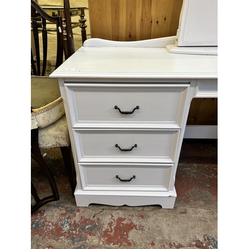 91 - A modern white painted pine dressing table and mirror