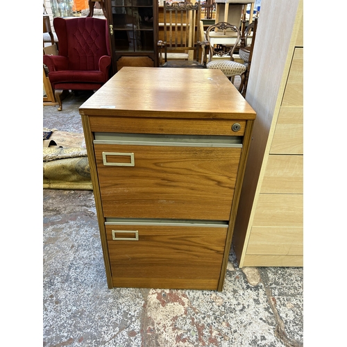 98 - A teak two drawer office filing cabinet