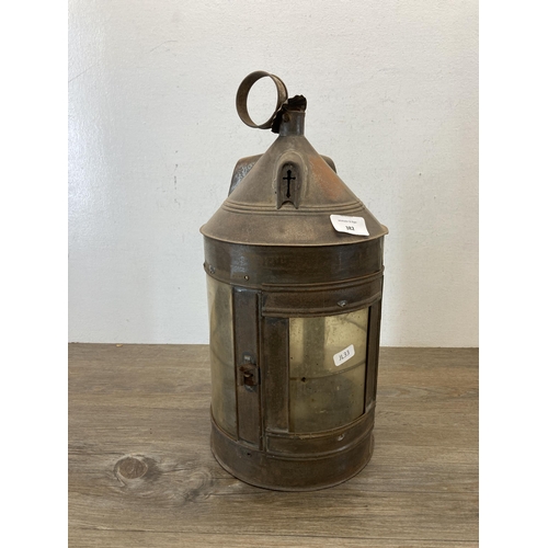 382 - A 19th century style metal lantern - approx. 42cm high