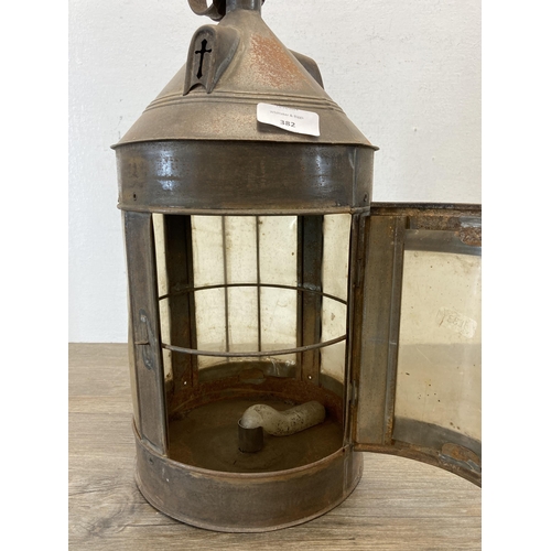 382 - A 19th century style metal lantern - approx. 42cm high