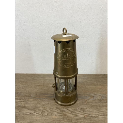 394 - A Protector Lamp & Lighting Co. Ltd. Type 6 M & Q brass miners safety lamp