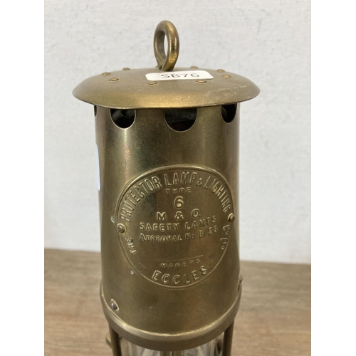 394 - A Protector Lamp & Lighting Co. Ltd. Type 6 M & Q brass miners safety lamp