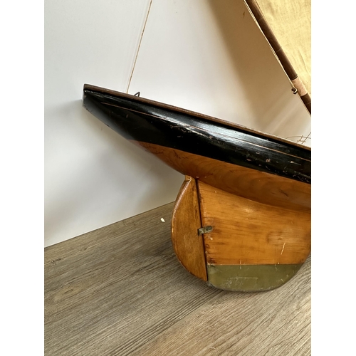 396 - A mid 20th century scratch built pond yacht - approx. 88cm long x 107cm high