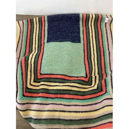 463 - A mid 20th century multi-coloured handwoven woolen blanket