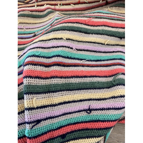 463 - A mid 20th century multi-coloured handwoven woolen blanket