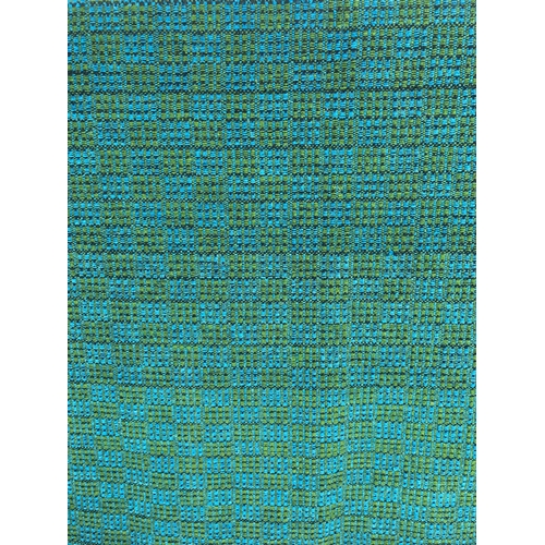 464 - A mid 20th century green and blue hand woven bed throw