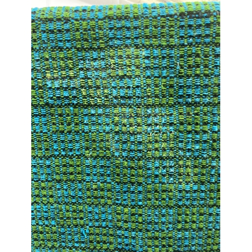 464 - A mid 20th century green and blue hand woven bed throw