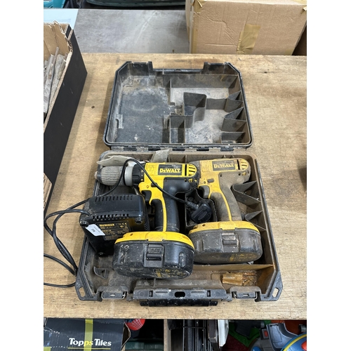 776 - Two DeWalt DC725 400w cordless hammer drills with two batteries and one charger