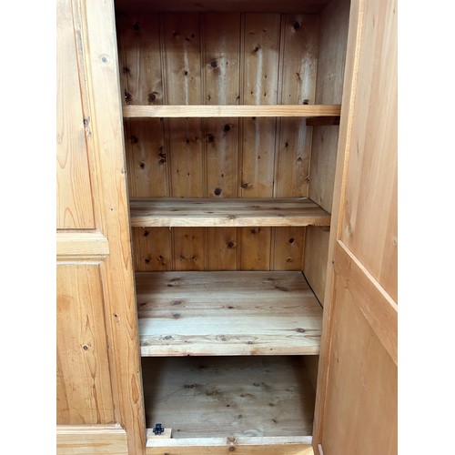 75D - A Victorian style pine triple wardrobe - approx. 219cm high x 164cm wide x 60cm deep