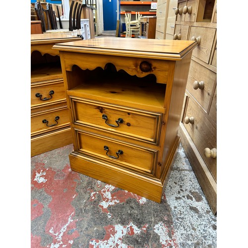 85 - A pair of modern pine two drawer bedside cabinets - approx. 68cm high x 48cm wide x 41cm deep