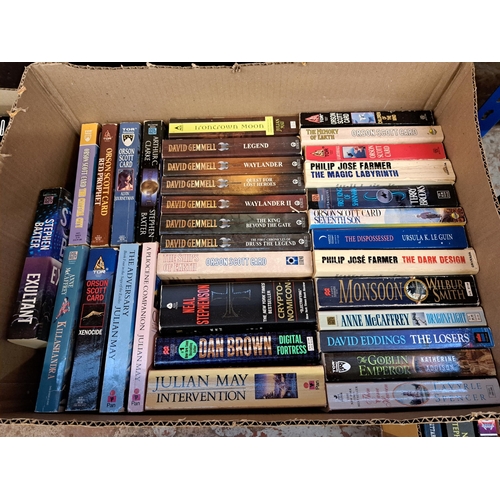 824 - Twelve boxes containing a large collection of mainly mass market paper back fantasy books to include... 