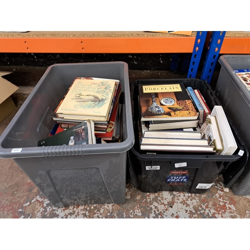 825 - Four boxes containing a large collection of books together with Borough of Mossley ordinance survey ... 