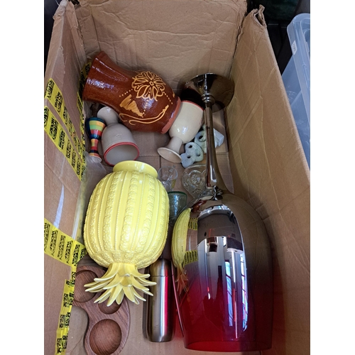 837 - A large collection of house clearance items to include Gisela Graham ceramic pineapple, glassware, s... 