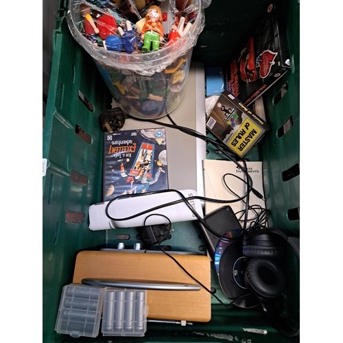 870 - Two boxes containing Nokia mobile phone, Playmobil toys, Hitachi CD radio cassette recorder etc.