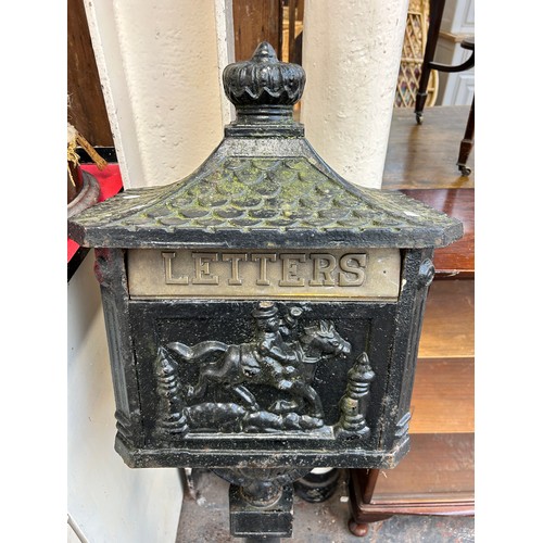 210 - A Victorian style cast iron letter box on pedestal base - approx. 116cm high