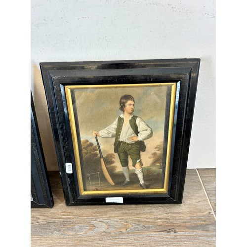 256 - Two framed prints, one Dutch child playing golf and one Lewis Cage After F. Cotes - approx. 32cm hig... 