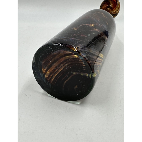 309C - A 1970s Mdina tortoiseshell pattern glass bottle vase - approx. 35cm high