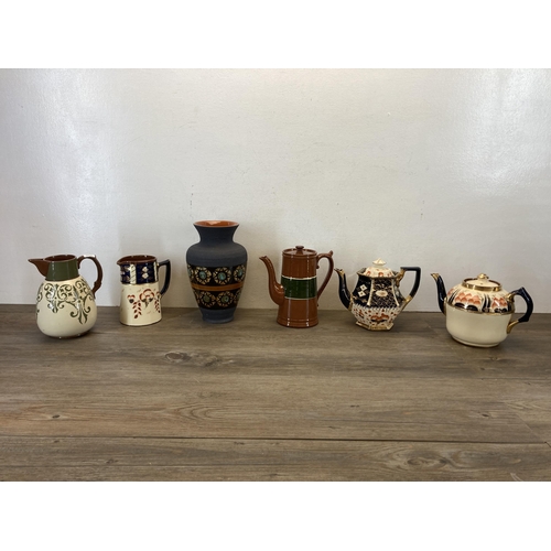 345 - Six pieces of ceramics to include Dumler & Breidon 150/25 vase, early 20th century L & L Lovique jug... 